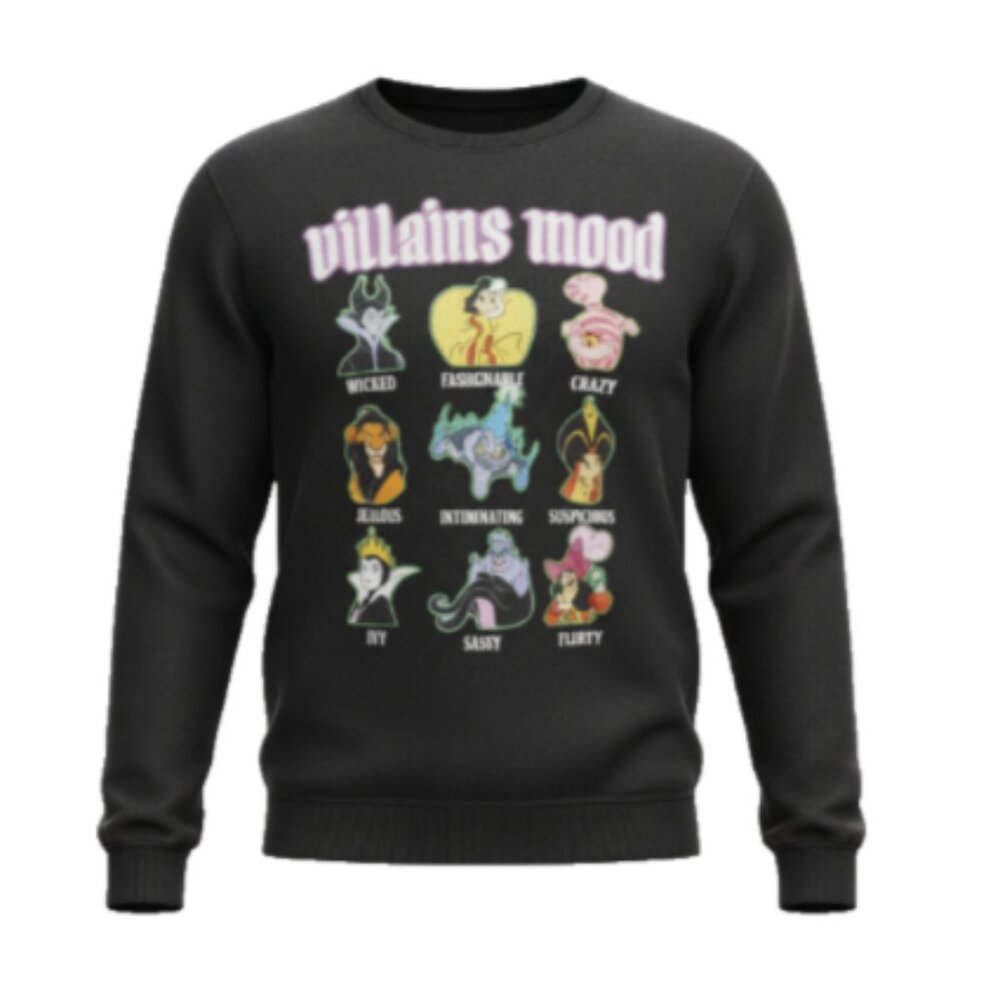 Disney Villains Mood Characters Sweatshirt Girls L 11-13 Black Graphic - Picture 1 of 9